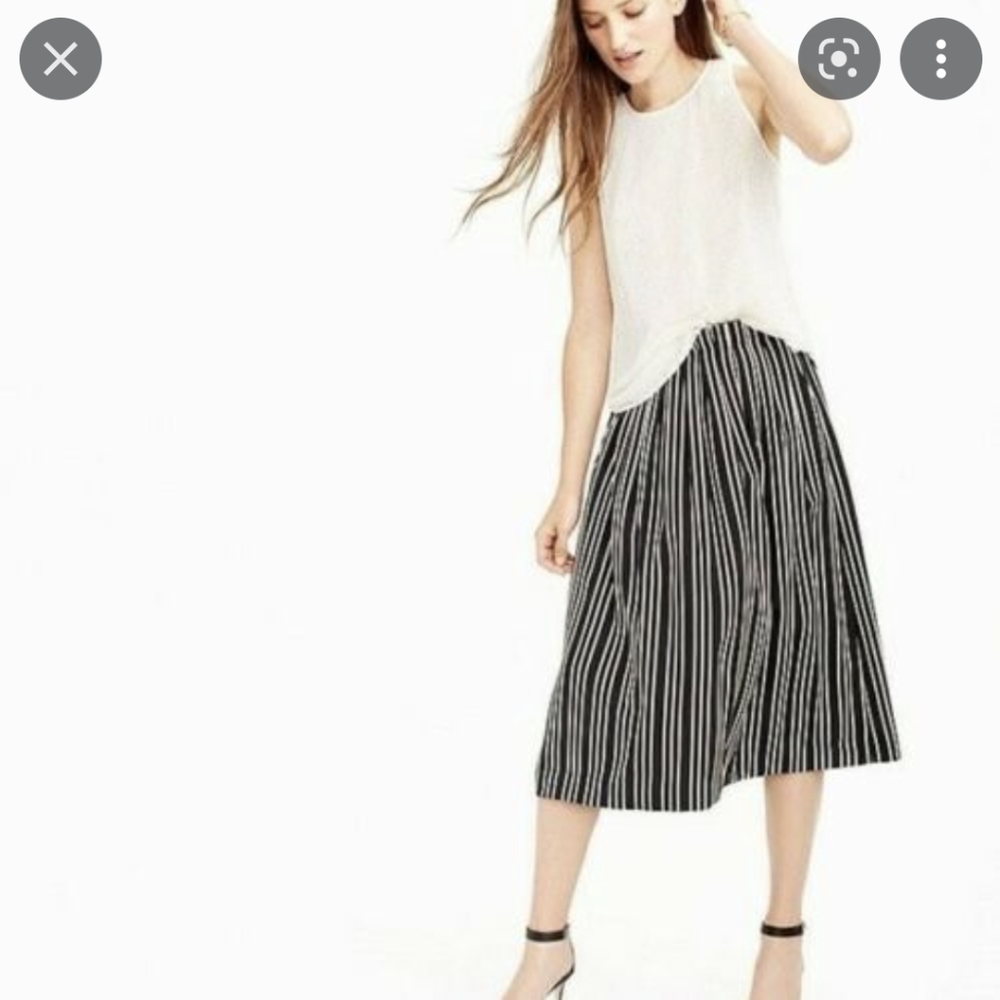 J. Crew Striped Paper Bag Waist Pleated Midi Skirt Size 12